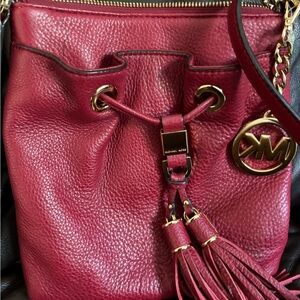 Michael Kors Burgundy Leather Shoulder Bag